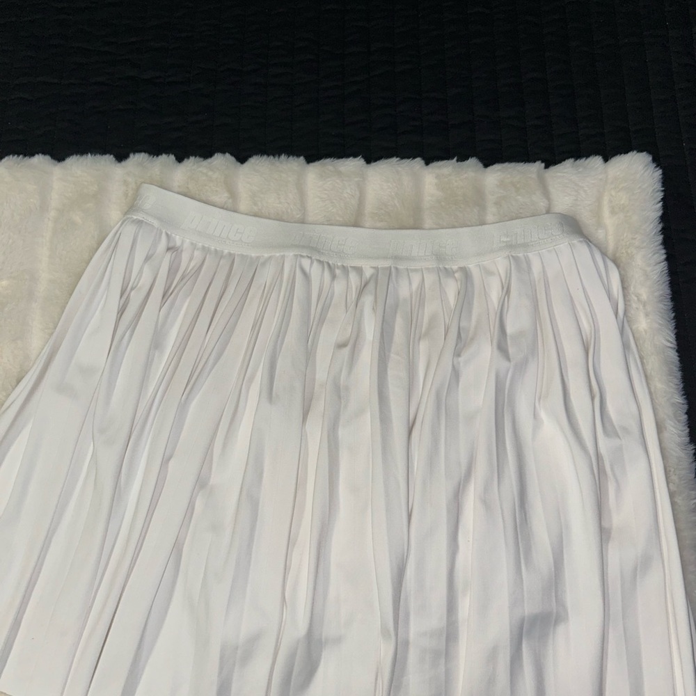 Prince White Midi A-Line Pleated Skirt